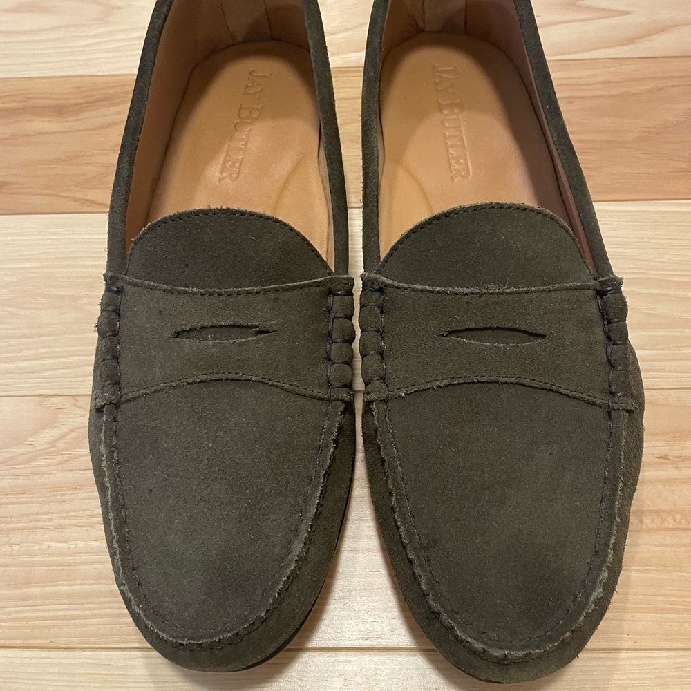 Jay Butler Olive Suede Loafers, Size 12D